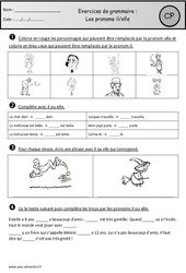 Pronoms il-elle – Exercices – Cp – Grammaire – Cycle 2 - PDF à imprimer