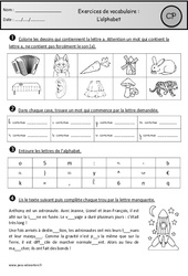 Exercices - Alphabet – Cp – Vocabulaire – Cycle 2 - PDF à imprimer