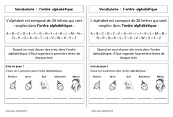 Ordre alphabétique - Cp - Leçon - PDF gratuit à imprimer