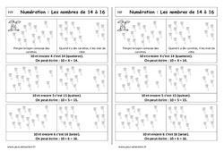 Nombres de 14 à 16 - Cp - Leçon - PDF gratuit à imprimer