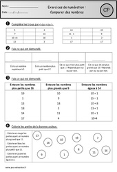 Exercices - Comparer des nombres – Cp - Cycle 2 - PDF à imprimer