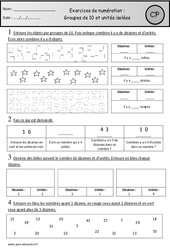Exercices - Groupes de 10 et unités isolées - Cp – Cycle 2 - PDF à imprimer