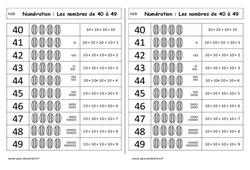 Nombres de 40 à 49 - Cp - Leçon <small style='color:inherit;'>(téléchargement gratuit)</small>
