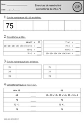 Révisions - Nombres de 70 à 79 – Cp – Cycle 2 - PDF à imprimer