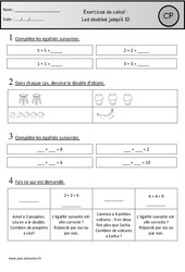 Exercices - Doubles jusqu’à 10 – Cp – Calcul – Cycle 2