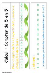 Compte de 5 en 5 – Cp – Affiche pour la classe – Calcul – Cycle 2 - PDF à imprimer