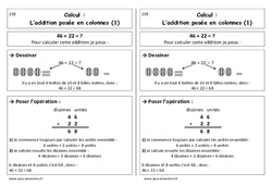 Addition posée en colonnes - Cp - Leçon - PDF gratuit à imprimer