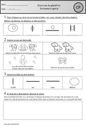 Exercices - Dictionnaire spatial – Cp – Géométrie - Cycle 2 - PDF à imprimer