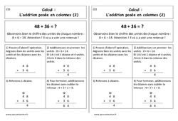 Addition posée en colonnes avec retenue - Cp - Leçon - PDF gratuit à imprimer