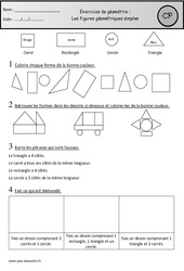Carré, rectangle, triangle et rond - Exercices - Cp - Figures géométriques simples - PDF à imprimer