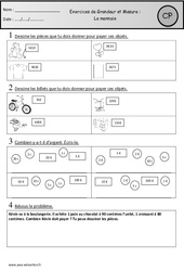Exercices - Monnaie - Cp – Cycle 2 - PDF à imprimer