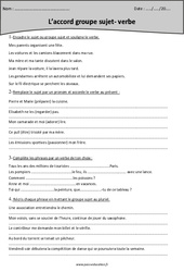 Révisions - Accord groupe sujet- verbe - Cm2 - Cycle 3 - PDF à imprimer