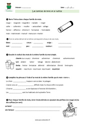 Familles de mots et le radical - CM1 - Exercices avec correction - PDF à imprimer