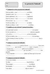 Présent de l’indicatif – Cm2 – Fiche d’exercices avec correction - PDF à imprimer
