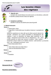 Besoins vitaux des végétaux - Ce1 - Fiche de préparation - PDF à imprimer