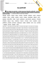 Vocabulaire du portrait - Cm1 - Cm2 - Exercices avec correction - PDF à imprimer