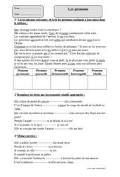 Pronoms – Cm2 – Fiche d’exercices avec correction - PDF à imprimer