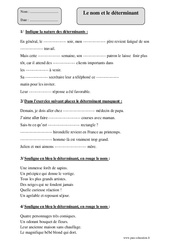 Nom - Déterminant – Cm2 – Fiche d’exercices avec correction - PDF à imprimer