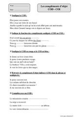 COI - COD – Cm2 – Fiche d’exercices avec correction - PDF à imprimer