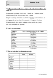 Nom ou verbe – Cm2 – Fiche d’exercices avec correction - PDF à imprimer