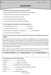 Pronoms – Cm2 – Exercices  - PDF à imprimer