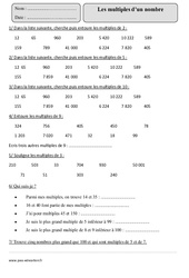 Multiples d'un nombre – Cm2 – Révisions avec correction - PDF à imprimer
