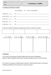 Division à 1 chiffre - Cm2 - Exercices  - PDF à imprimer