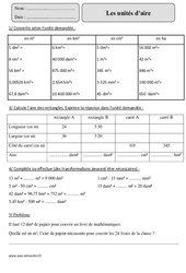 Unités d'aire – Cm2 – Exercices  - PDF à imprimer