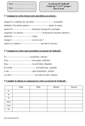 Verbes du 1er et 2ème groupe -  Être et avoir au présent – Cm1 – Exercices - PDF à imprimer