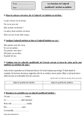Fonctions - Adjectif qualificatif - Attribut ou épithète – Cm1 – Exercices avec correction - PDF à imprimer