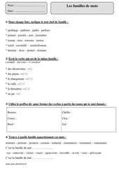 Familles de mots - Cm1 - Exercices  - PDF à imprimer