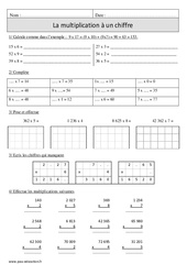 Multiplication à 1 chiffre + sens – Cm1 – Révisions avec correction - PDF à imprimer
