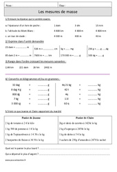 Les mesures – Cm1 –  Exercices  - PDF à imprimer