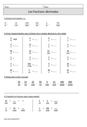 Fractions décimales - Cm1 - Révisions à imprimer