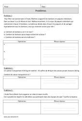 Divisions – Cm1 – Problèmes – Exercices  - PDF à imprimer