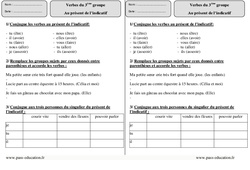 Verbes du 3ème groupe – Présent de l’indicatif – Ce2 – Exercices - PDF à imprimer