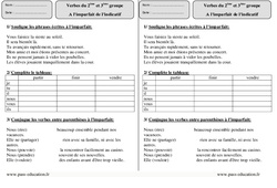 Imparfait – 2ème et 3ème groupe – Ce2 – Exercices  - PDF à imprimer