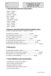 Infinitif et les trois groupes de verbes – Cm1 – Révisions avec correction - PDF à imprimer