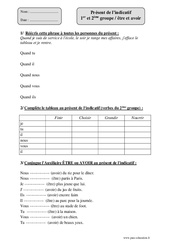 Présent de l’indicatif  1er et 2ème groupe - être et avoir – Cm1 – Révisions avec correction - PDF à imprimer