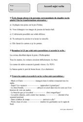 Accord sujet verbe - Cm1 - Révisions  - PDF à imprimer