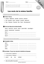 Mots de la même famille - Ce2 - Evaluation - Bilan - PDF à imprimer
