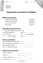 Expressions, proverbes et citations - Ce2 - Exercices avec correction