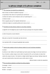 Phrase simple – Phrase complexe – Cm1 – Exercices avec correction - PDF à imprimer