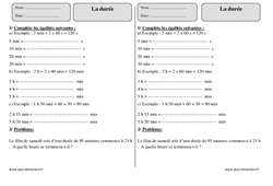 Durée , heure, minute, seconde – Ce2 – Exercices  - PDF à imprimer