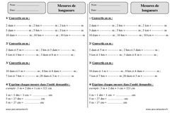 Mesures de longueurs, cm, m, km - Ce2 - Exercices  - PDF à imprimer