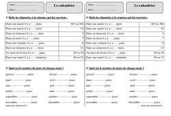 Calendrier - Ce2 - Exercices avec correction - PDF à imprimer
