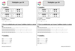 Multiplier par 10 – Ce1 – Exercices avec correction - PDF à imprimer