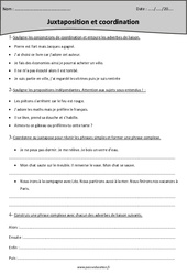 Juxtaposition et coordination - Cm2 - Exercices  - PDF à imprimer