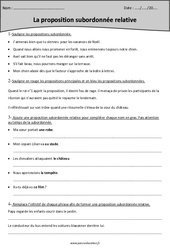 Proposition subordonnée relative - Cm2 - Fiche d'exercices - PDF à imprimer