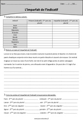 Imparfait de l'indicatif - Exercices - Cm2 - PDF à imprimer
